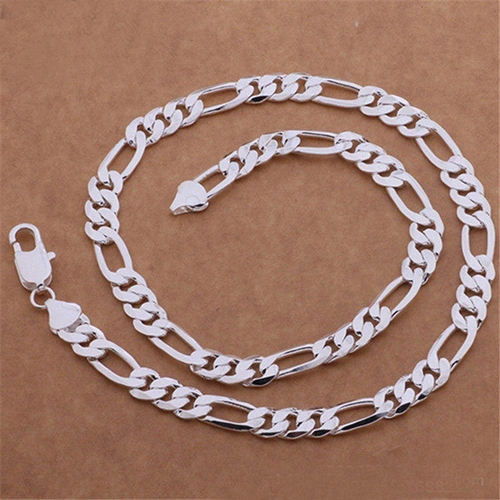 Men's Women's Fashion Simple Luxury Silver Plated Jewelry Charm Chain Necklace
