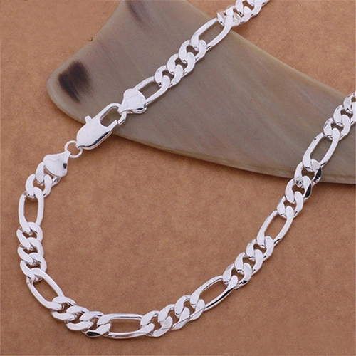 Men's Women's Fashion Simple Luxury Silver Plated Jewelry Charm Chain Necklace