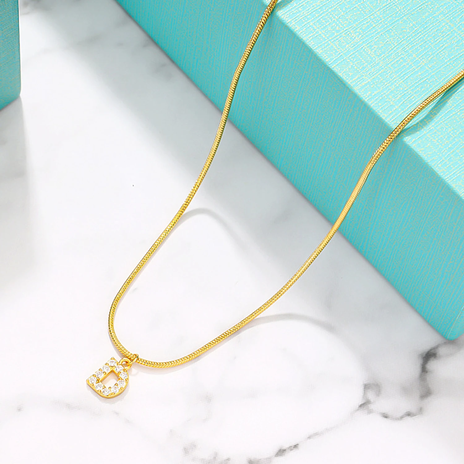 Women Pendant Necklace Letter Hip Hop Inlaid Rhinestone Snake Chain Clavicle Chain Jewelry Gifts