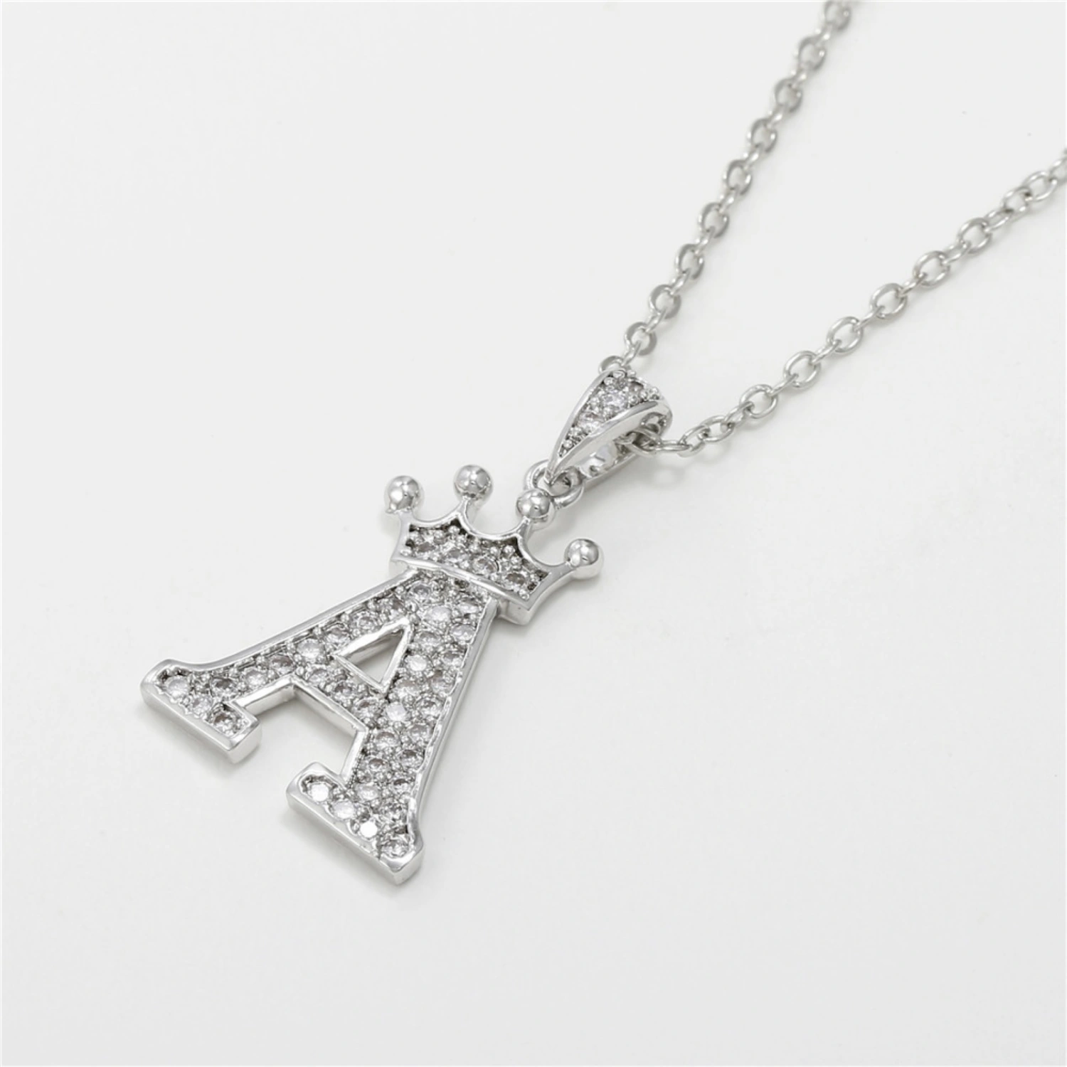 Pendant Necklace Crown 26 Letter Jewelry Sparkling Cubic Zirconia Choker Necklace Birthday Gift