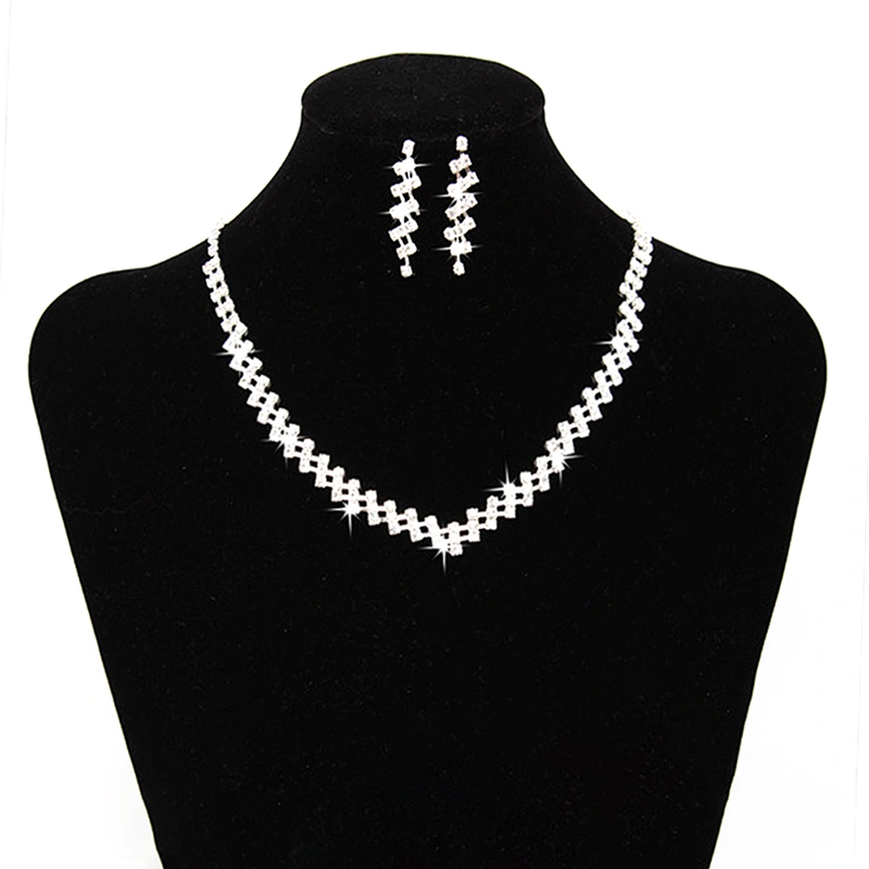 Bridal Wedding Prom Jewelry Shiny Rhinestone Elegant Necklace Earring Set Gift
