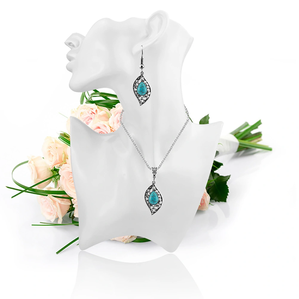 3Pcs/Set Vintage Women Faux Turquoise Turtle Drop Leaf Pendant Earrings Jewelry