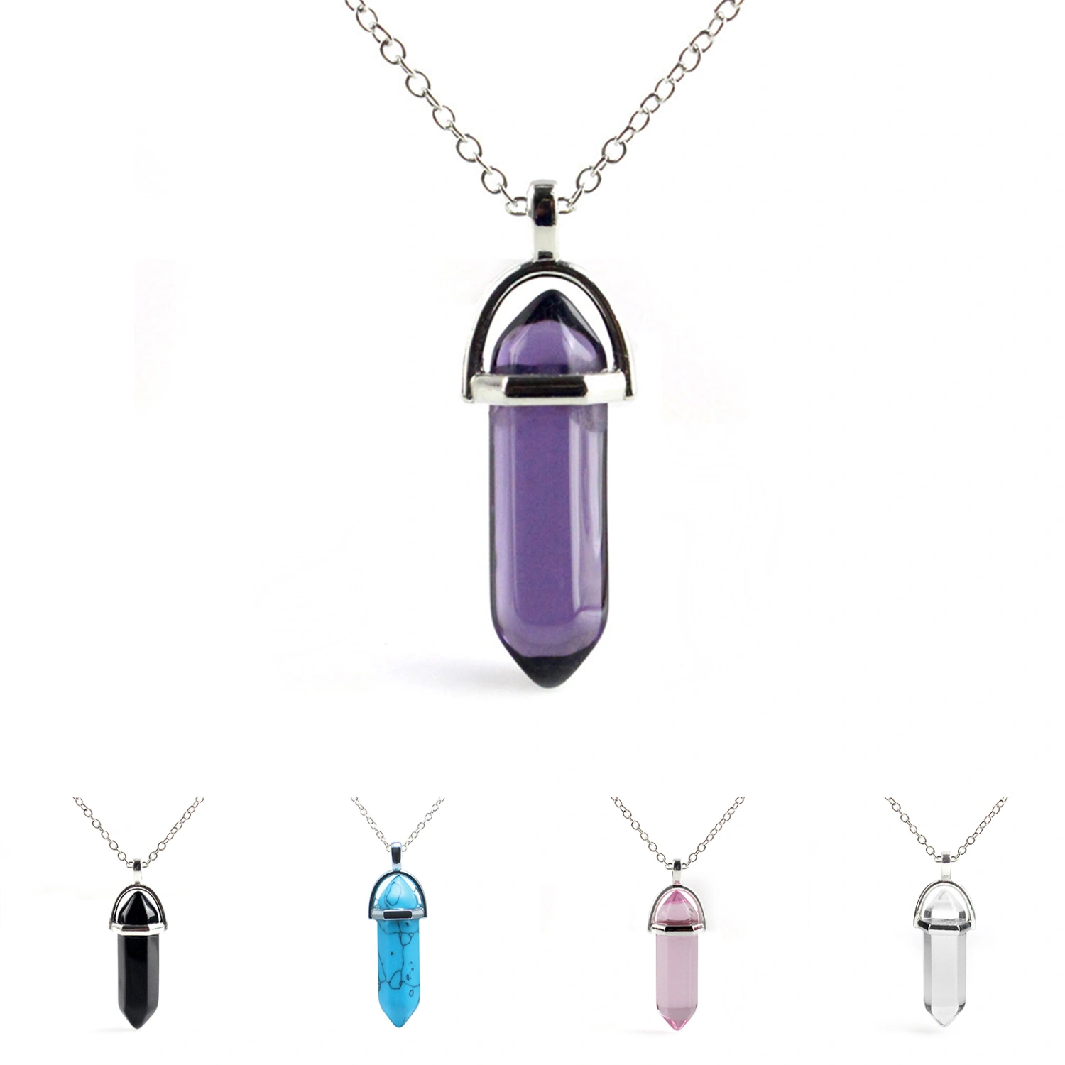 Nice-looking Necklace Perfect Gifts Alloy Faux Crystal Stone Pendant Necklace for Daily