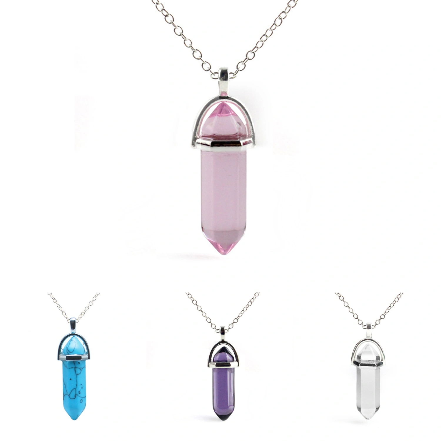 Nice-looking Necklace Perfect Gifts Alloy Faux Crystal Stone Pendant Necklace for Daily