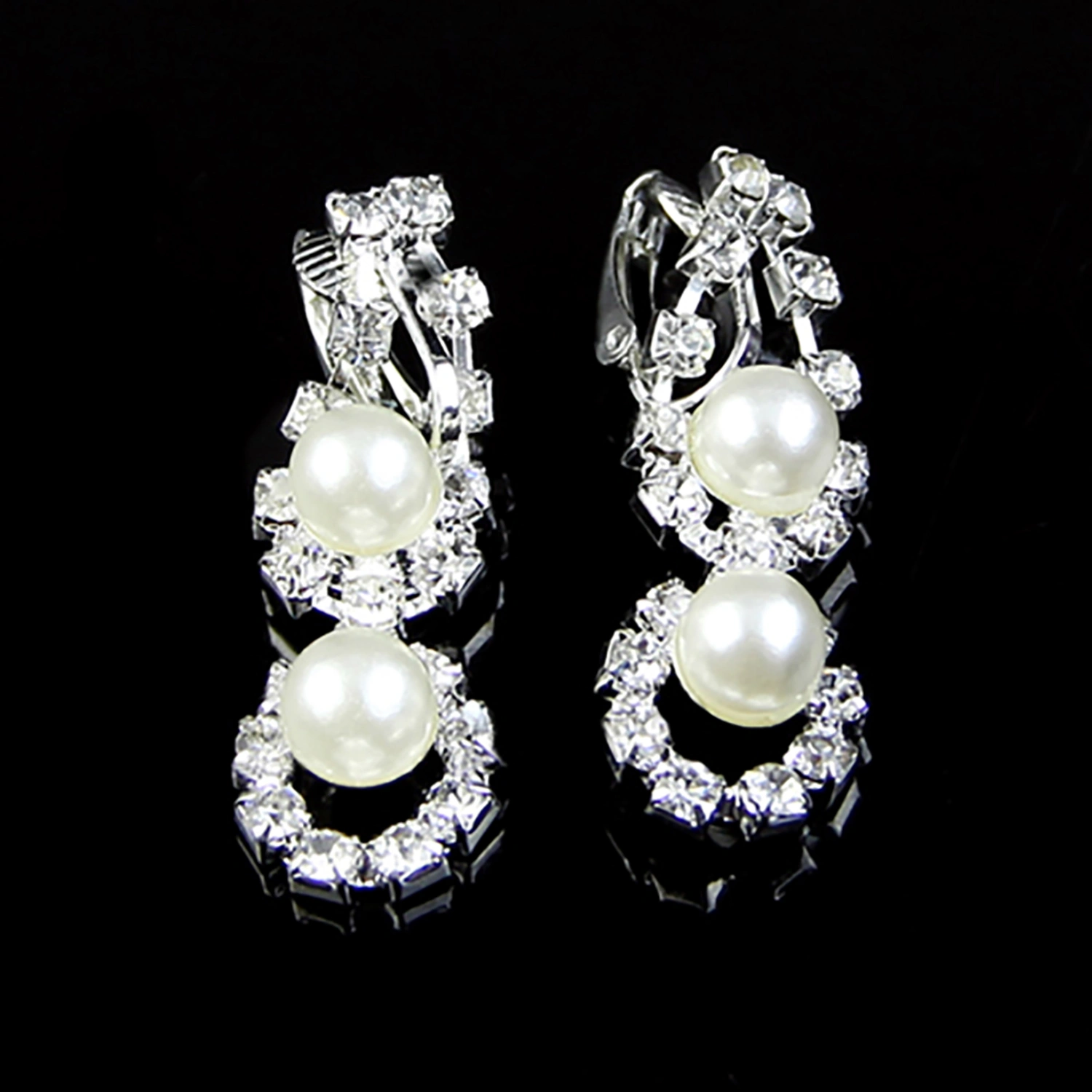 3Pcs Engagement Jewelry Set Faux Pearls Decor Anniversary Gift Shiny Women Necklace Earrings Jewelry Set for Wedding