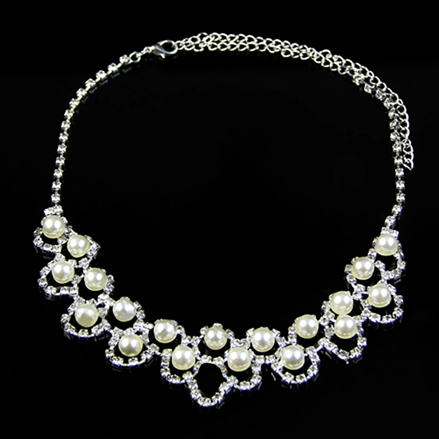 3Pcs Engagement Jewelry Set Faux Pearls Decor Anniversary Gift Shiny Women Necklace Earrings Jewelry Set for Wedding