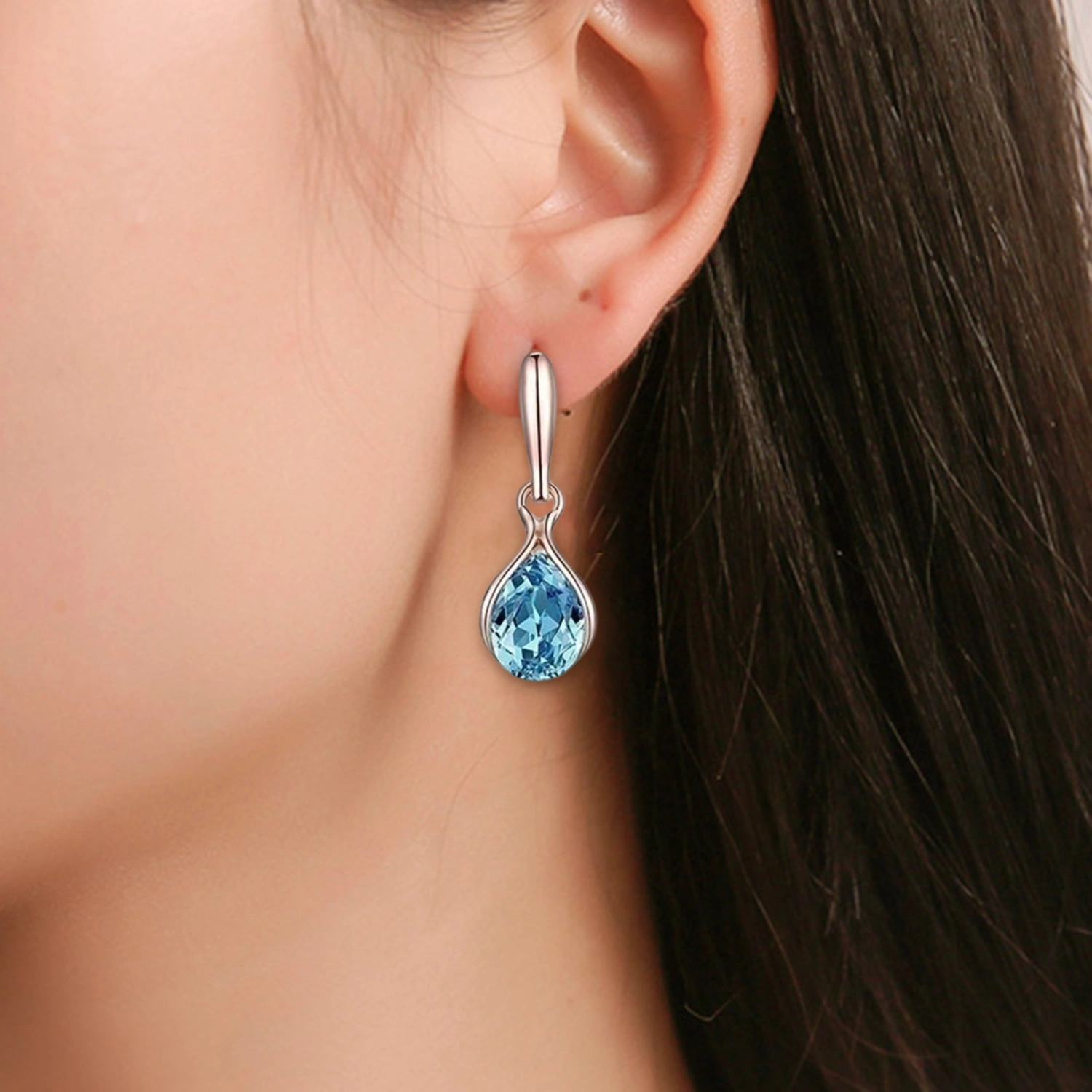 1 Set Women Necklace Earrings Geometric Jewelry Gift Faux Crystal Trend Lady Water Drop Pendant Necklace Earrings for Party