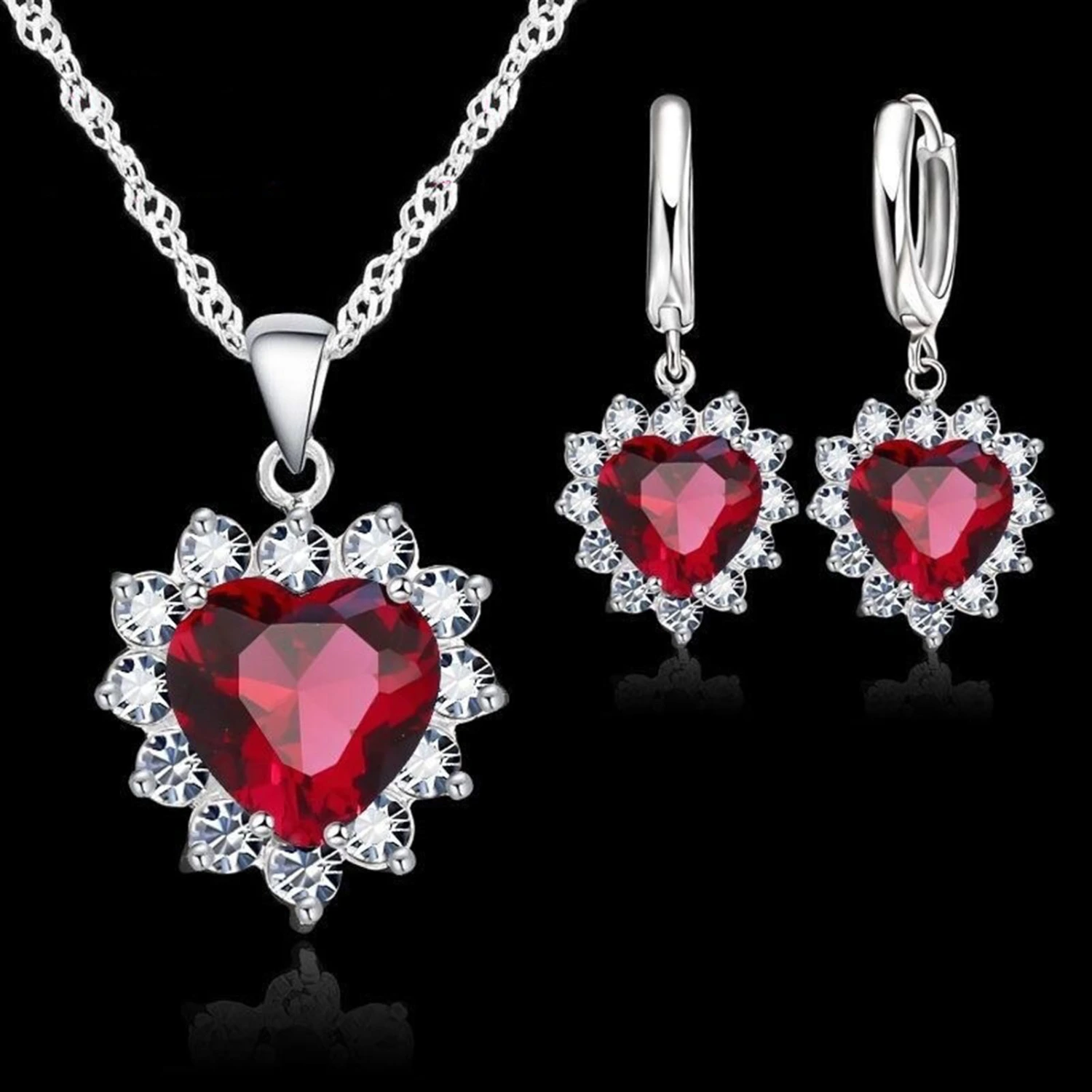 1 Set Exquisite Heart Shape Women Necklace Stylish Modern Style Alloy Dangle Earring for Girls