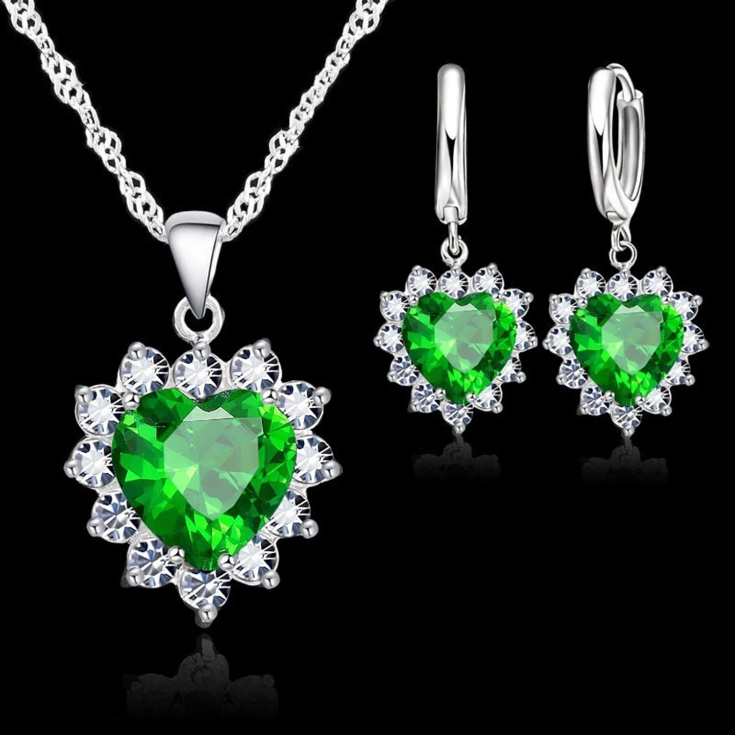 1 Set Exquisite Heart Shape Women Necklace Stylish Modern Style Alloy Dangle Earring for Girls