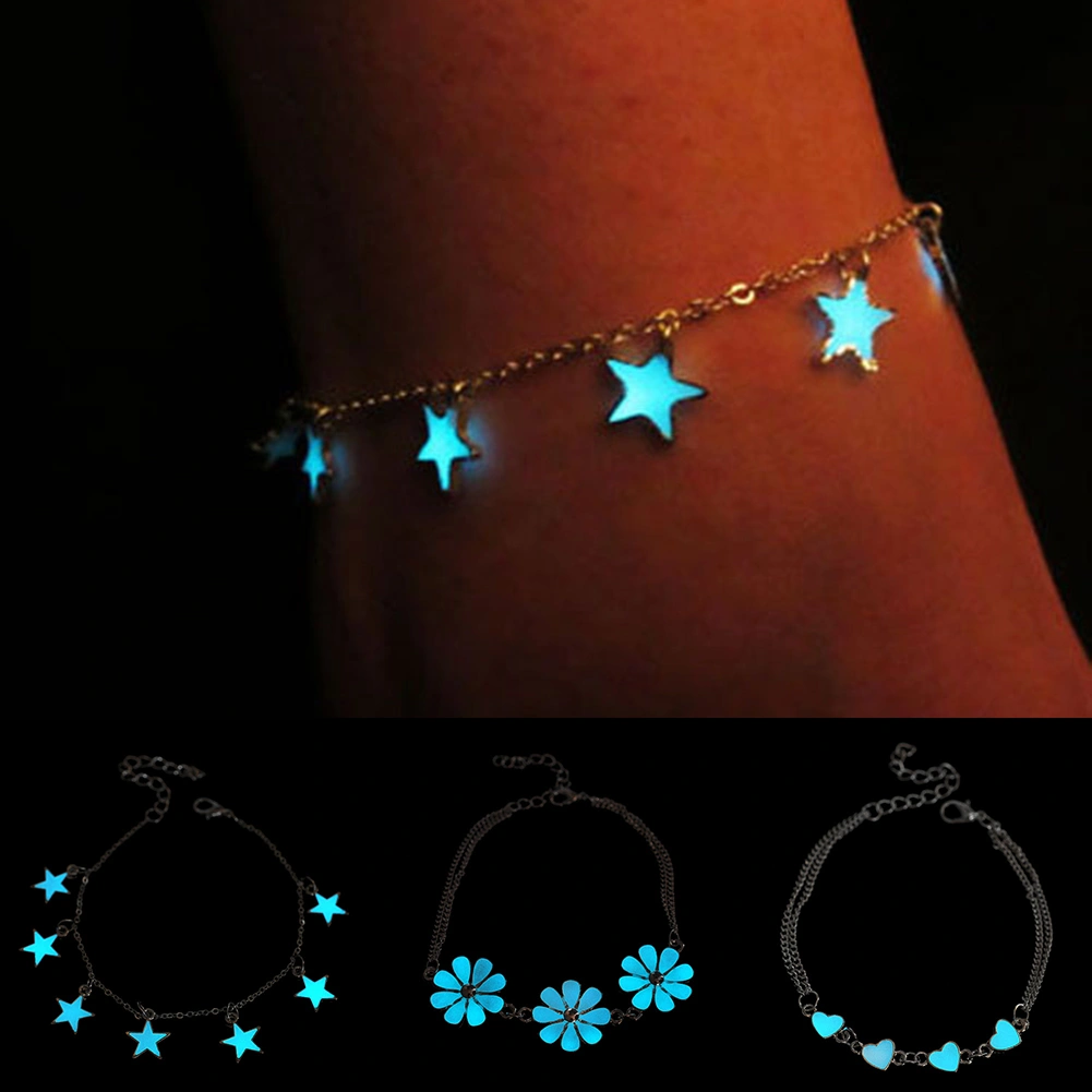 Little Star Heart Flower Glow in the Dark Ankle Bracelet Anklet Women's Jewelry