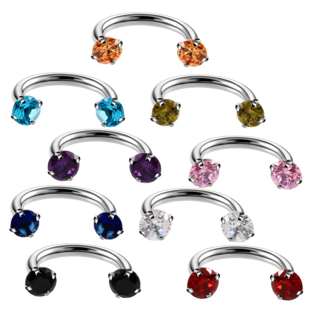 1Pc Women Cubic Zirconia U Shape Piercing Septum Lip Eyebrow Nose Ring Earring