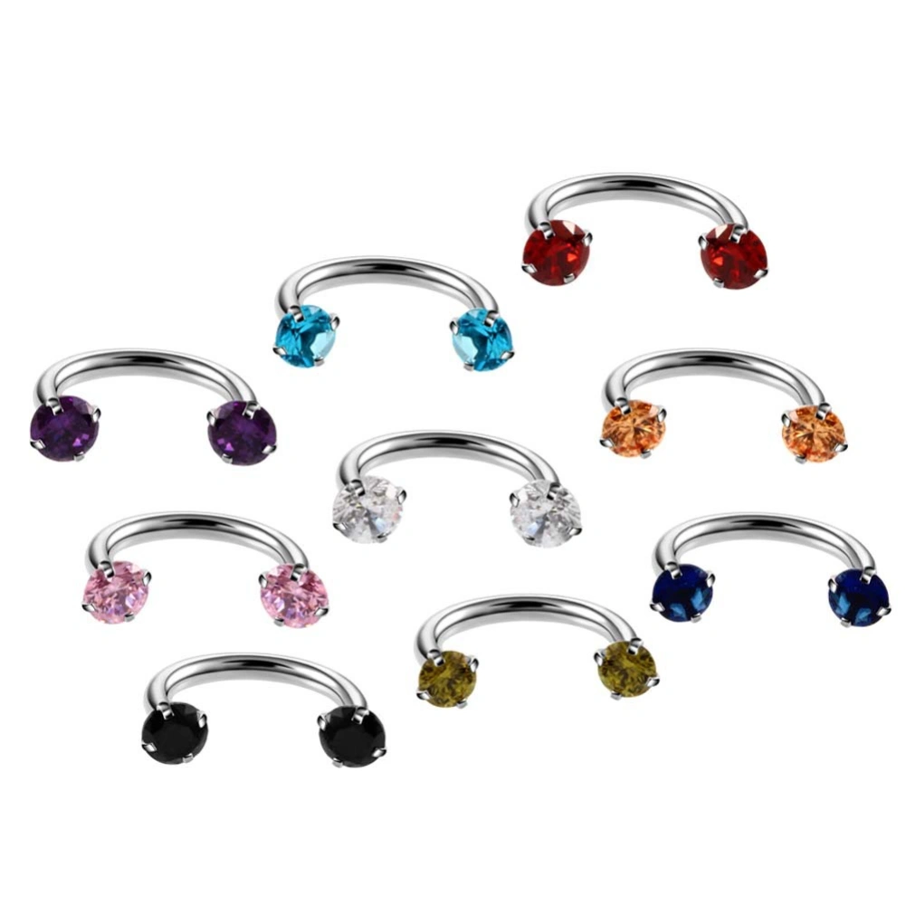 1Pc Women Cubic Zirconia U Shape Piercing Septum Lip Eyebrow Nose Ring Earring