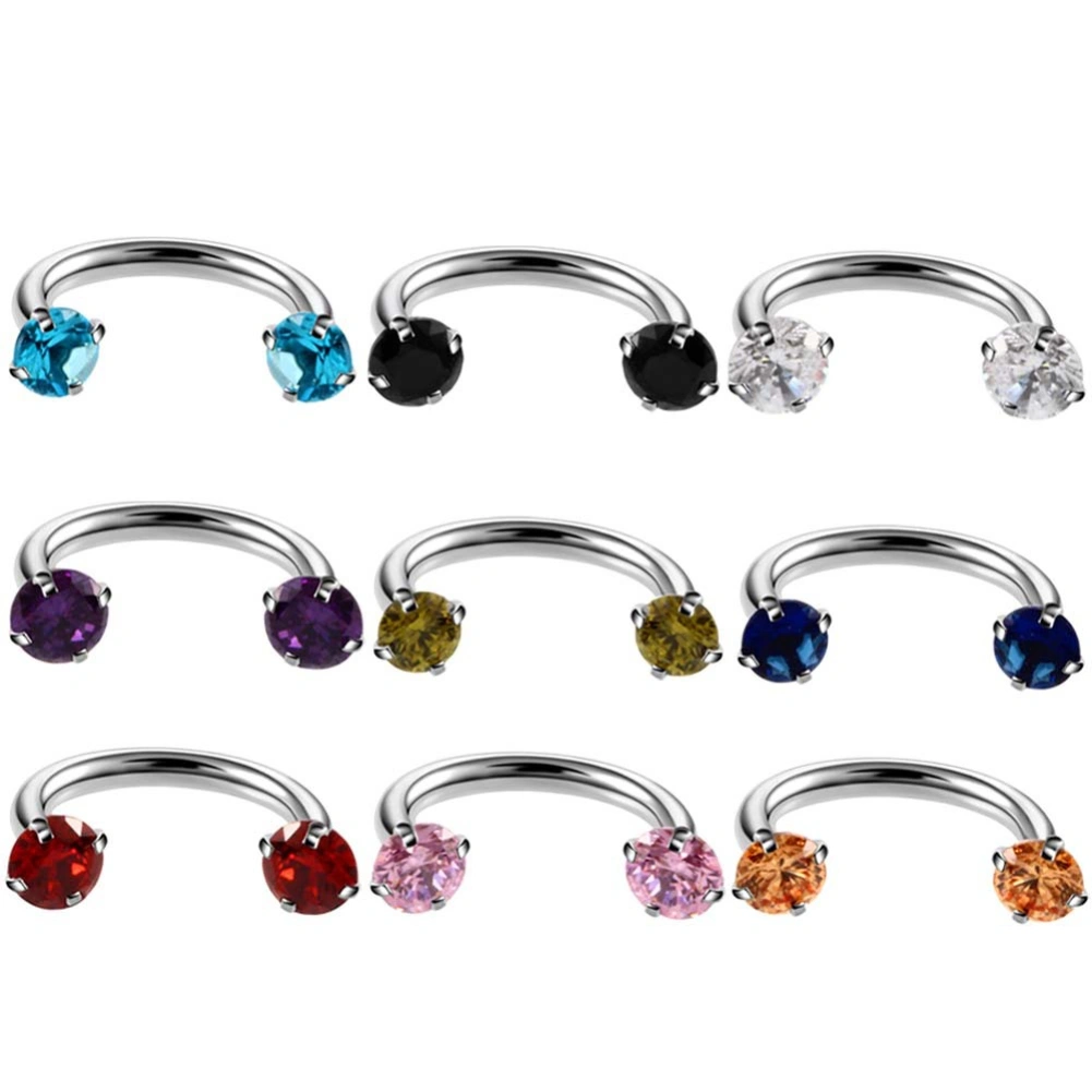 1Pc Women Cubic Zirconia U Shape Piercing Septum Lip Eyebrow Nose Ring Earring