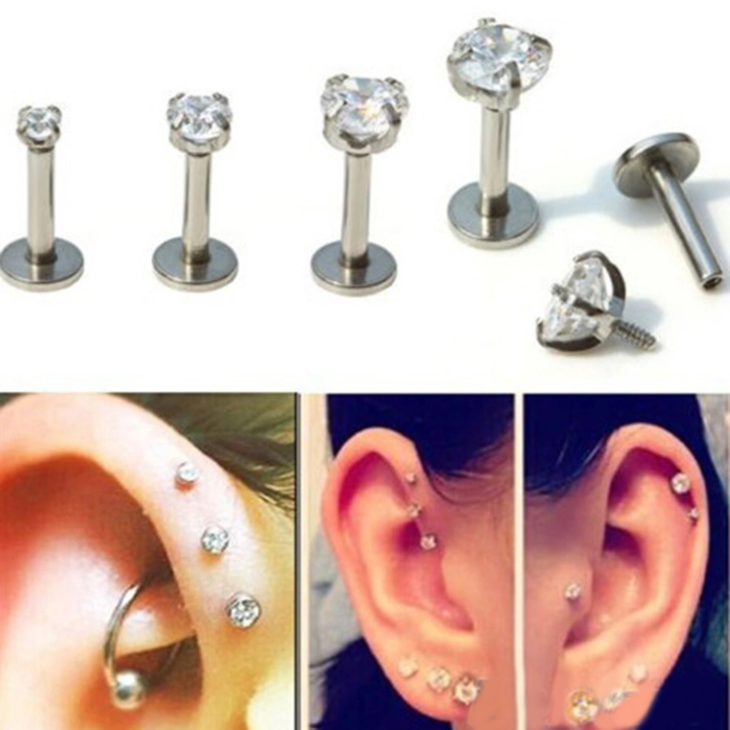 1Pc Labret 2/3/4/5mm Cubic Zircon Jewelry Gift Cartilage Lip Ring for Women