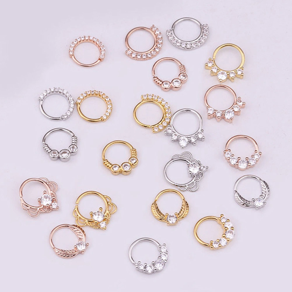 1Pc Women Cubic Zirconia Inlaid Nose Ring Helix Earring Hoop Piercing Jewelry