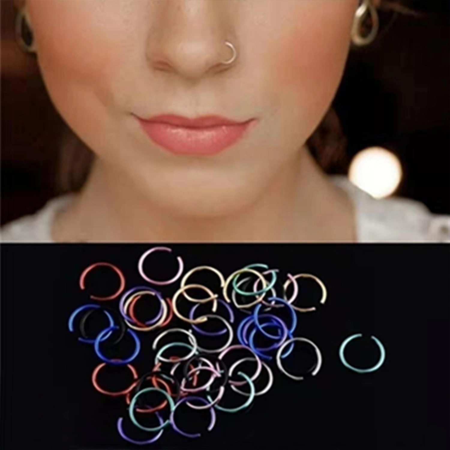 20 PCS Nose Rings Multi-Colors Durable Stainless Steel Anti-rust Nose Decoration for Women