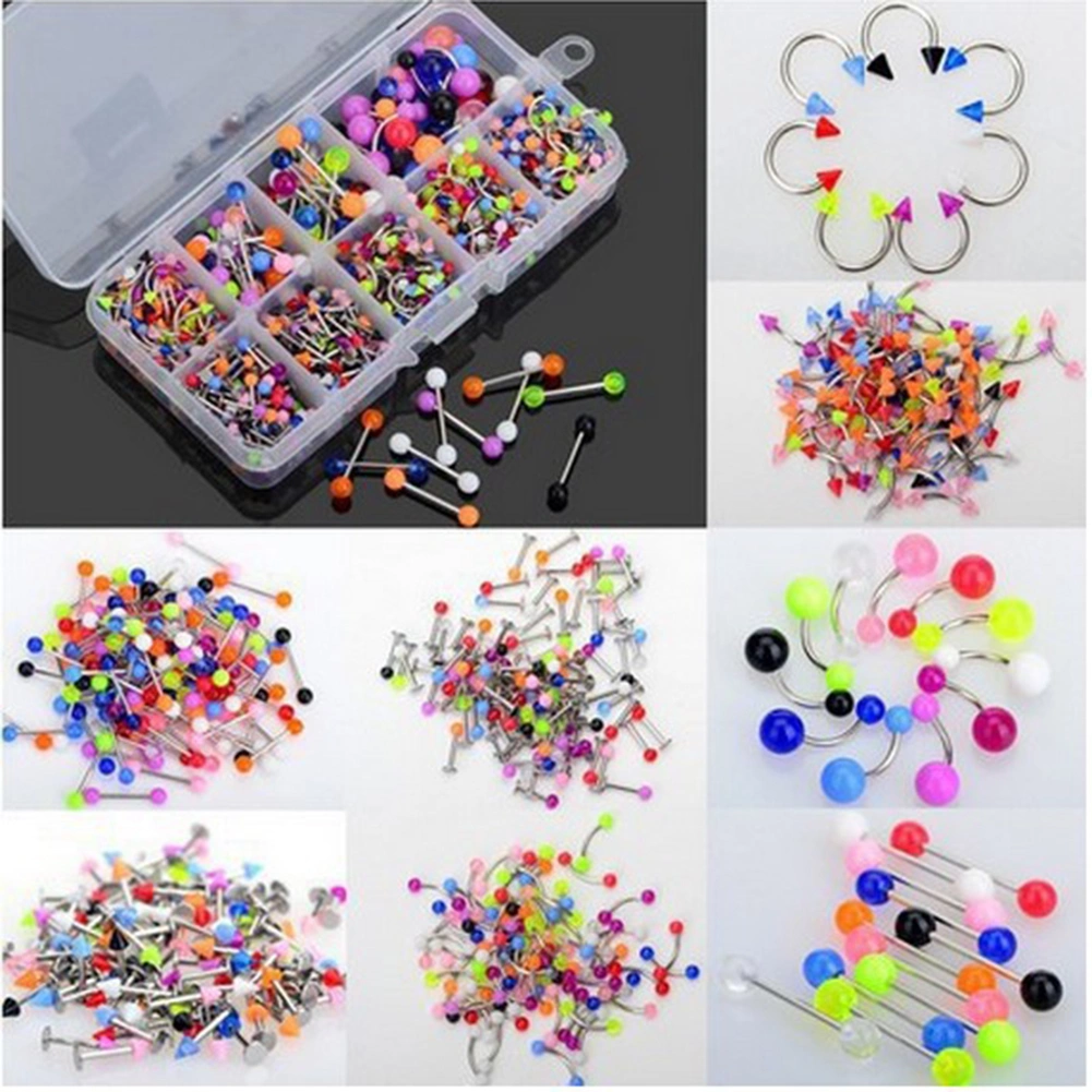 50/90Pcs Acrylic Tongue Nose Nipple Nails Belly Navel Ring Body Piercing Decor