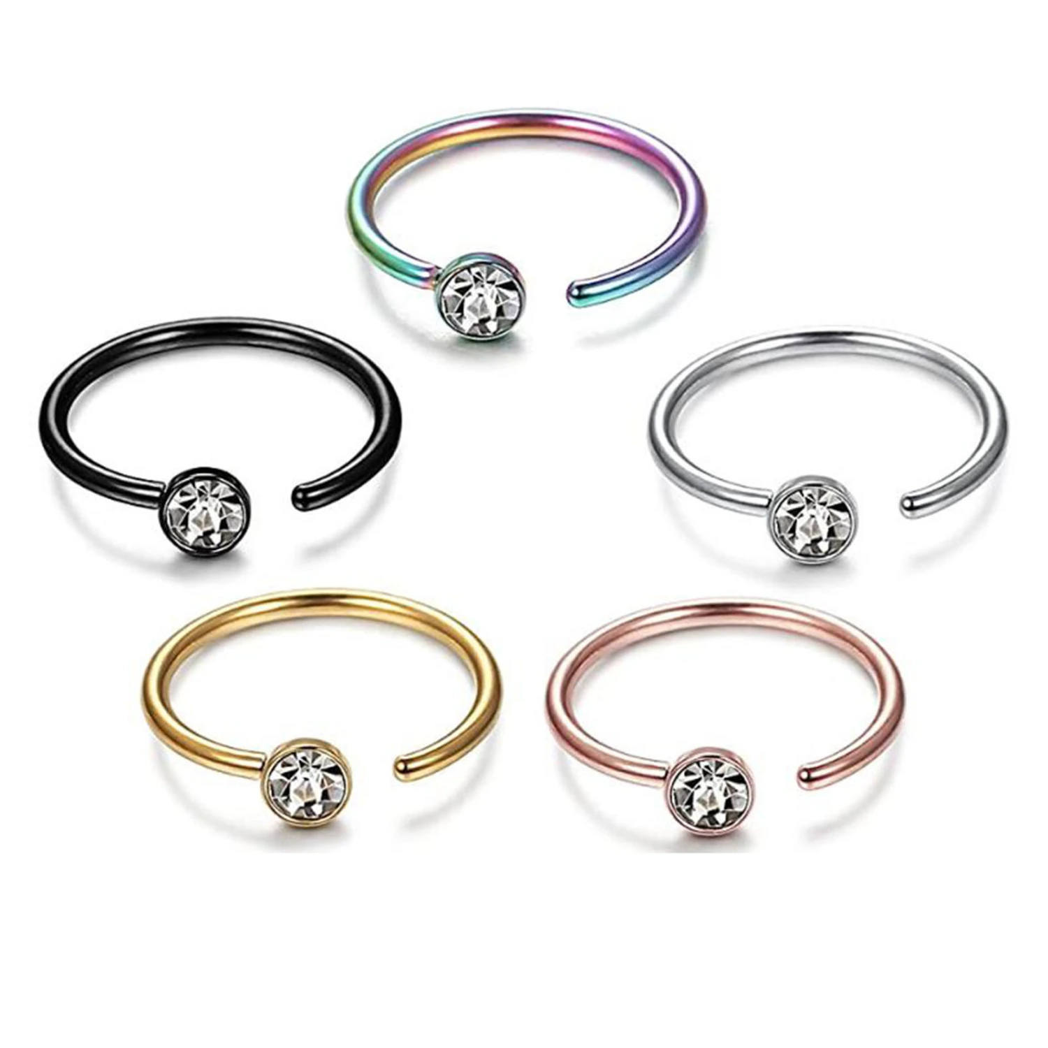 1Pc Fake Nose Ring C Shape Rhinestone Accessory Geometric Sparkling Nose Hoop for Party