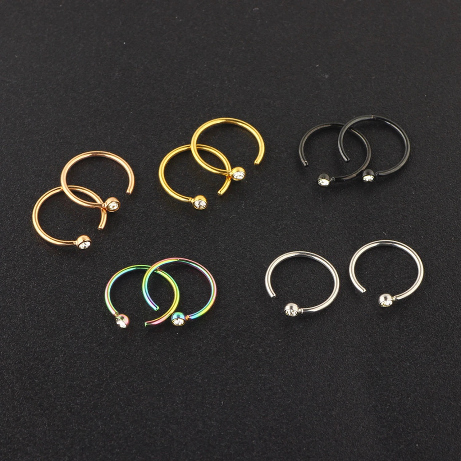 1Pc Fake Nose Ring C Shape Rhinestone Accessory Geometric Sparkling Nose Hoop for Party