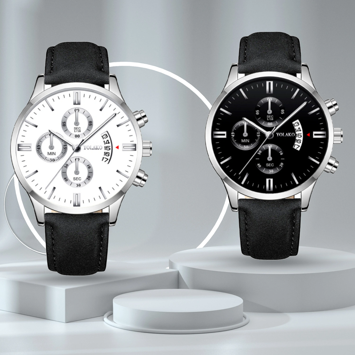 Quartz Wristwatch Precise Stylish Wear Round Dial Calendar Men Business Steel Watch for Male