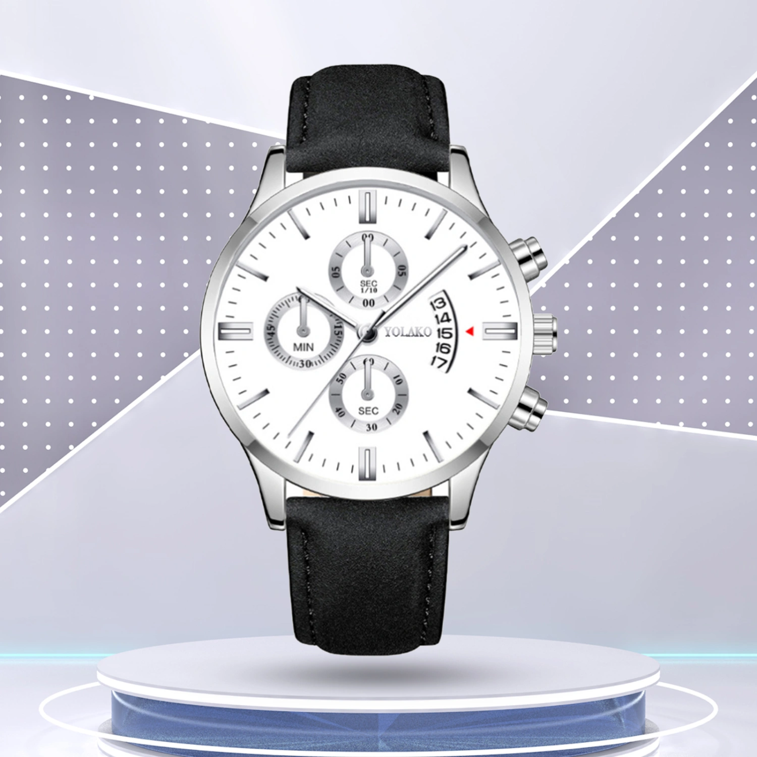 Quartz Wristwatch Precise Stylish Wear Round Dial Calendar Men Business Steel Watch for Male