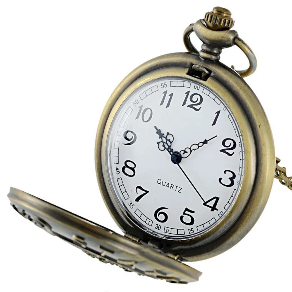 Vintage US Veteran Army Bronze Pocket Watch Quartz Necklace Pendant Antique Gift