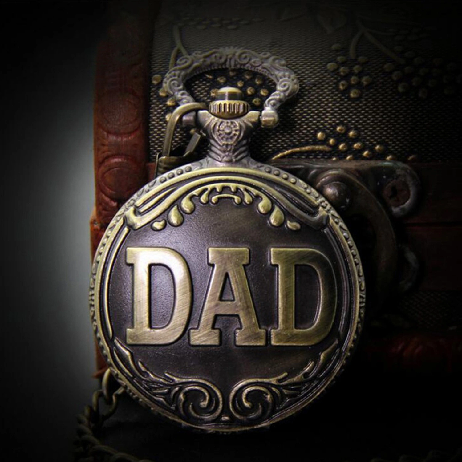 Vintage Men DAD Quartz Pocket Watch Necklace Pendant Chain Father's Day Gift