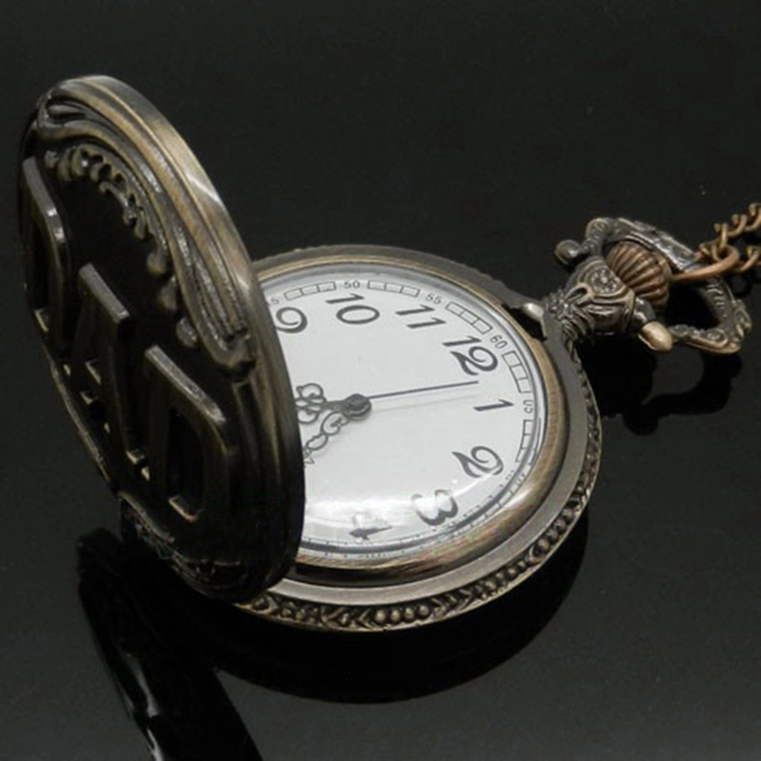 Vintage Men DAD Quartz Pocket Watch Necklace Pendant Chain Father's Day Gift