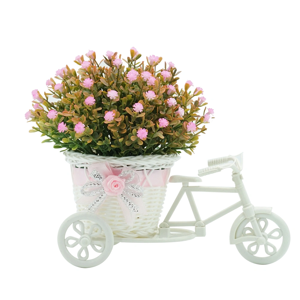 Artificial Flower Rattan Basket Tricycle Desktop Store Showcase Party Home Decor