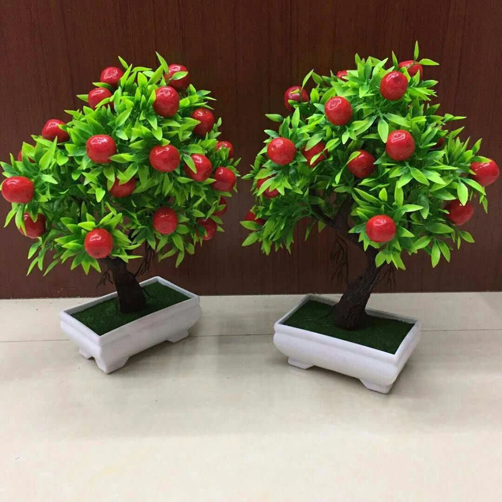 1Pc Potted Artificial Fruit Tree Bonsai Stage Garden Wedding Party Decor Props