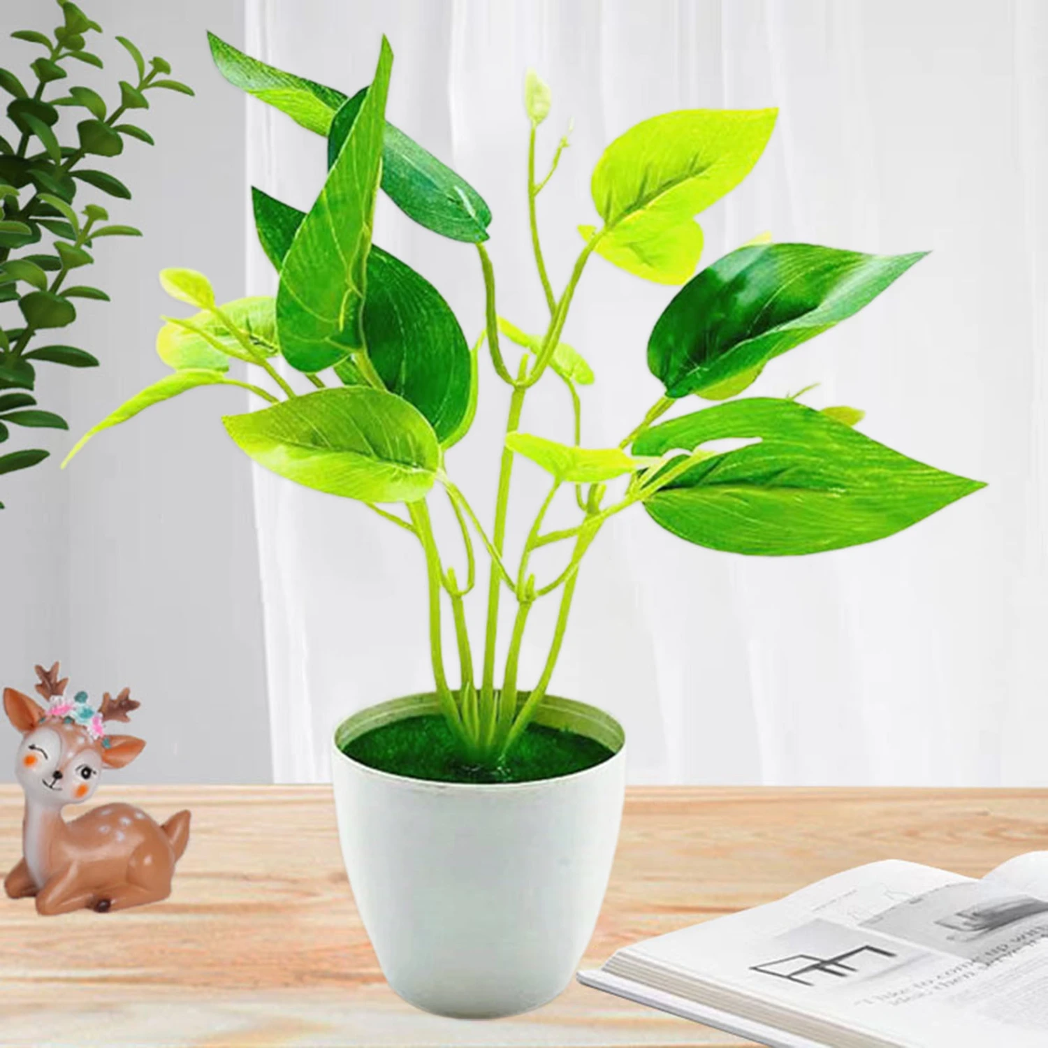 Vivid Artificial Leaves Everlasting Plastic Eye-Catching Decorative Fake Bonsai for Home