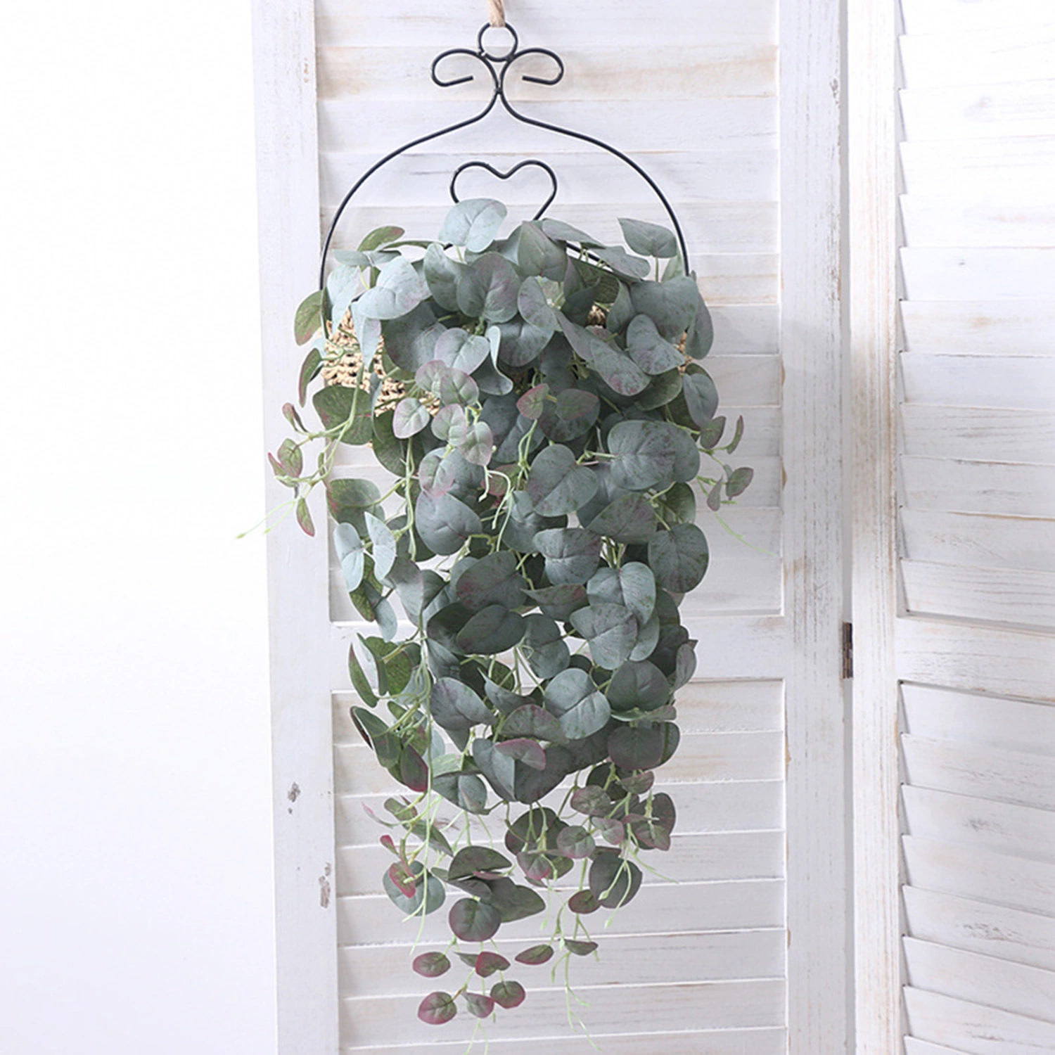 1 Branch Artificial Rattan Flexible Vivid Weather-resistant Decorative Fake Eucalyptus Leaves Vine Home Decoration