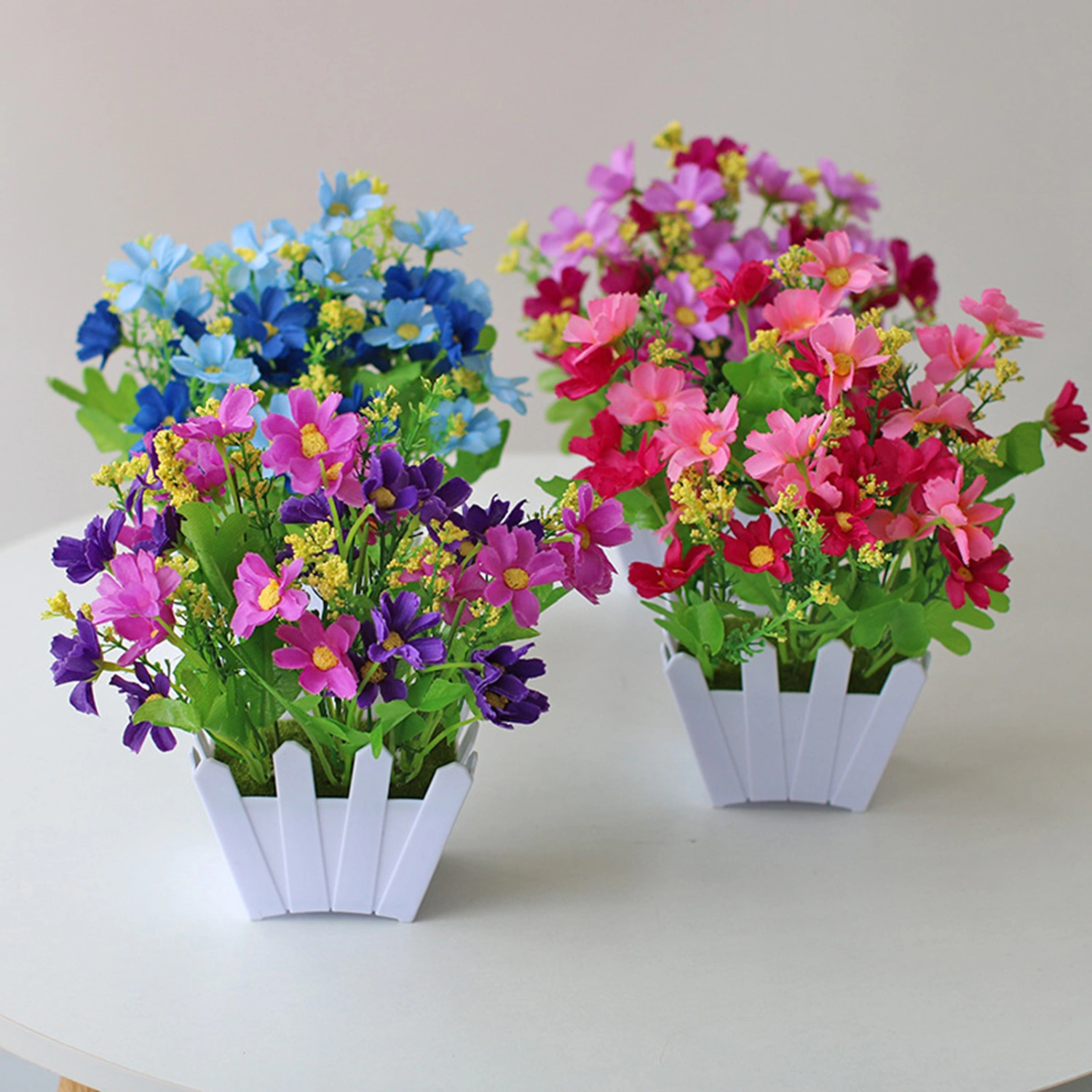 Artificial Flower Weather Resistant Easy to Remain Plastic Marguerite Decorative Faux Flower Bonsai for Balcony
