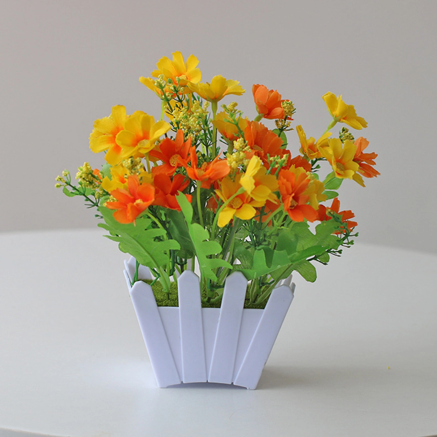 Artificial Flower Weather Resistant Easy to Remain Plastic Marguerite Decorative Faux Flower Bonsai for Balcony