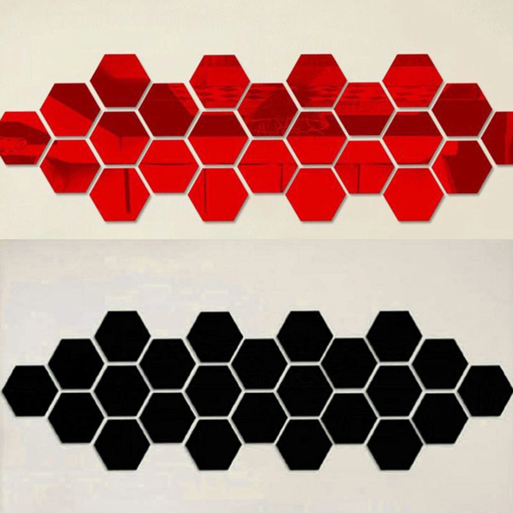 12Pcs Geometric Hexagon 3D Mirror Effect Wall Stickers DIY Home Decorations