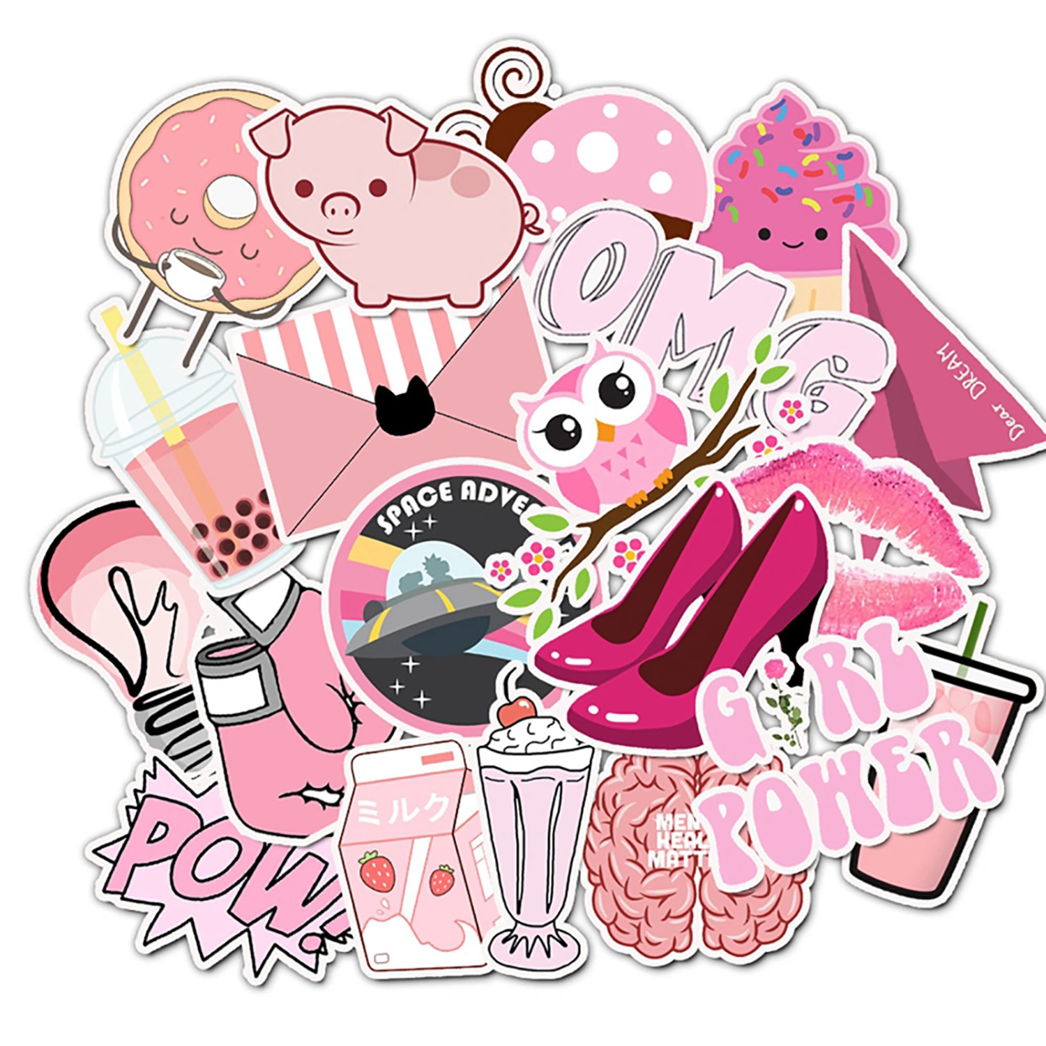 50Pcs Cute Skateboard Scrapbook Laptop Waterproof Suitcase Decor Stickers Decals