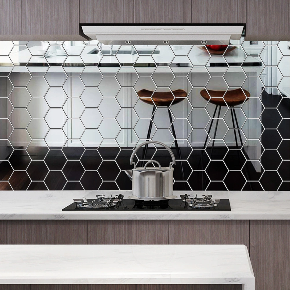 12Pcs Hexagon 3D Art Mirror Wall Stickers Home DIY Decoration Living Room Decal