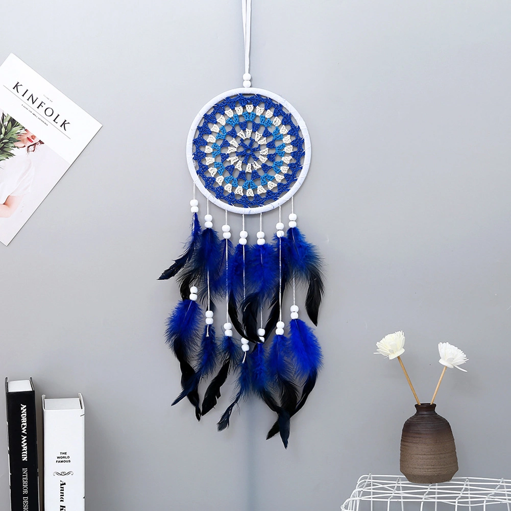 Colorful Dreamcatcher Wooden Beads Feather Pendant Home Wall Hanging Ornament