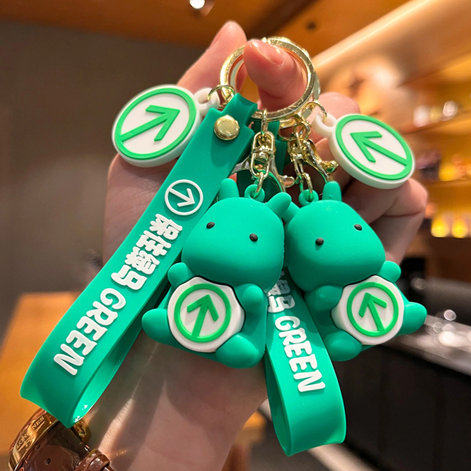 Creative Key Ring Anti-lost Cartoon Green Code Design Keychain Pendant Key Accessories 