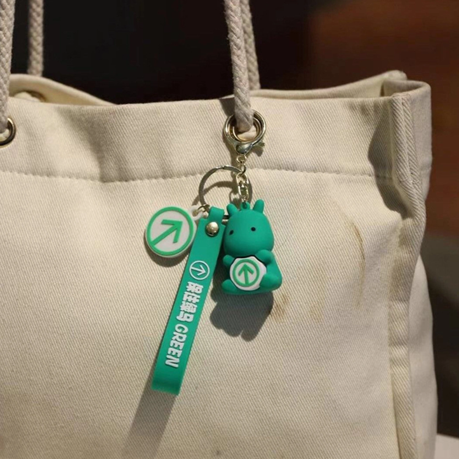 Creative Key Ring Anti-lost Cartoon Green Code Design Keychain Pendant Key Accessories 
