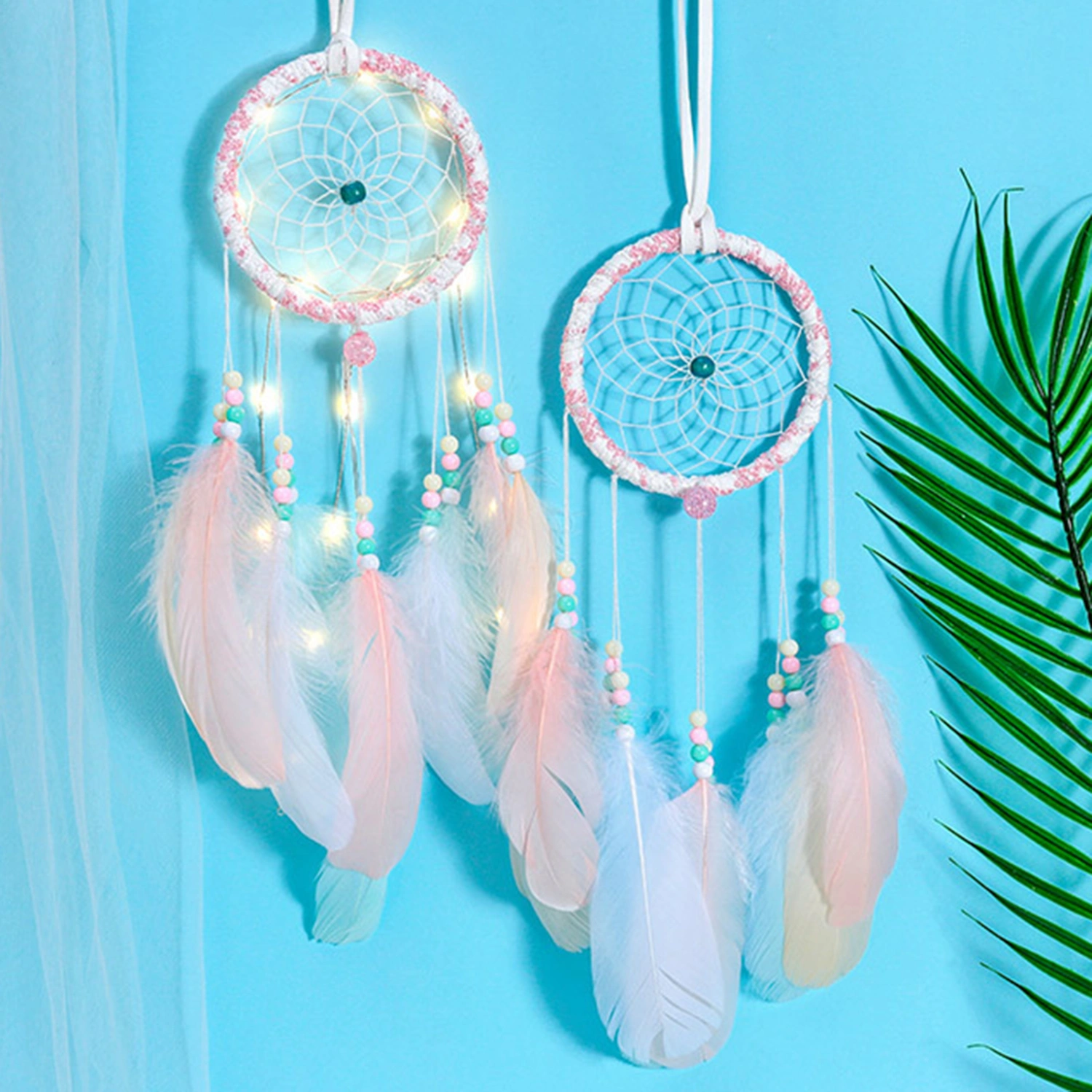 Dreamcatcher Grid Design LED Light Wall Pendant Hanging Dreamcatcher for Bedroom