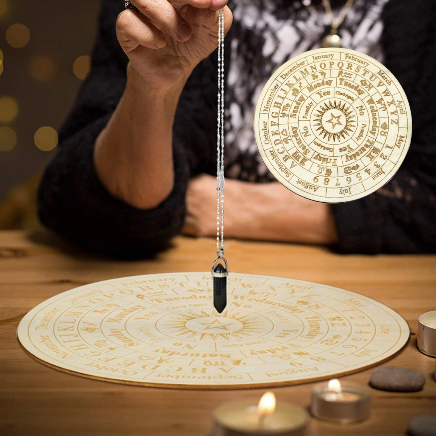 Wooden Ouija Board Polished Burr-free Divination Metaphysical Message Board for Home