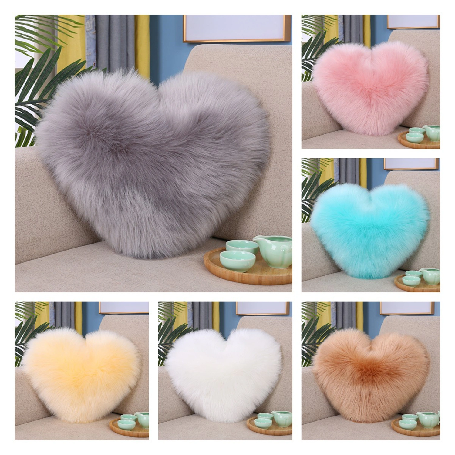 Pillow Doll Soft Texture Wide Application PP Cotton Decorative Heart Shaped Sofa Cushion Cover Household Supplies