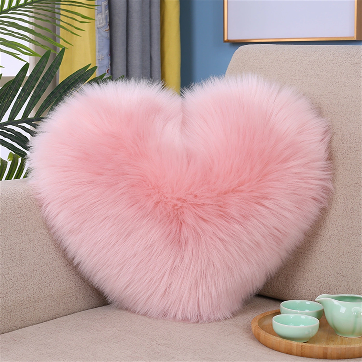 Pillow Doll Soft Texture Wide Application PP Cotton Decorative Heart Shaped Sofa Cushion Cover Household Supplies