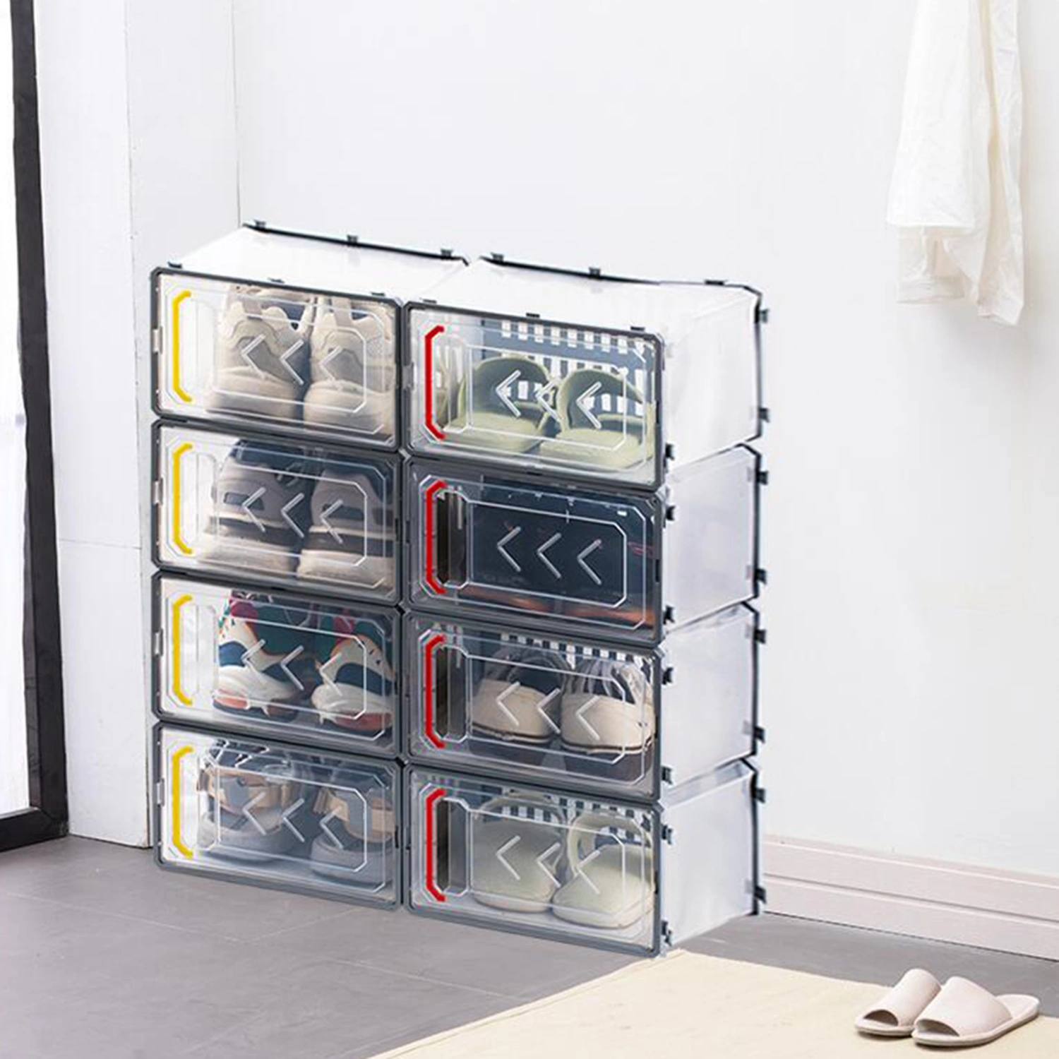 Transparent Plastic Shoes Box Detachable Folding Storage Cabinet Rack Home Decor