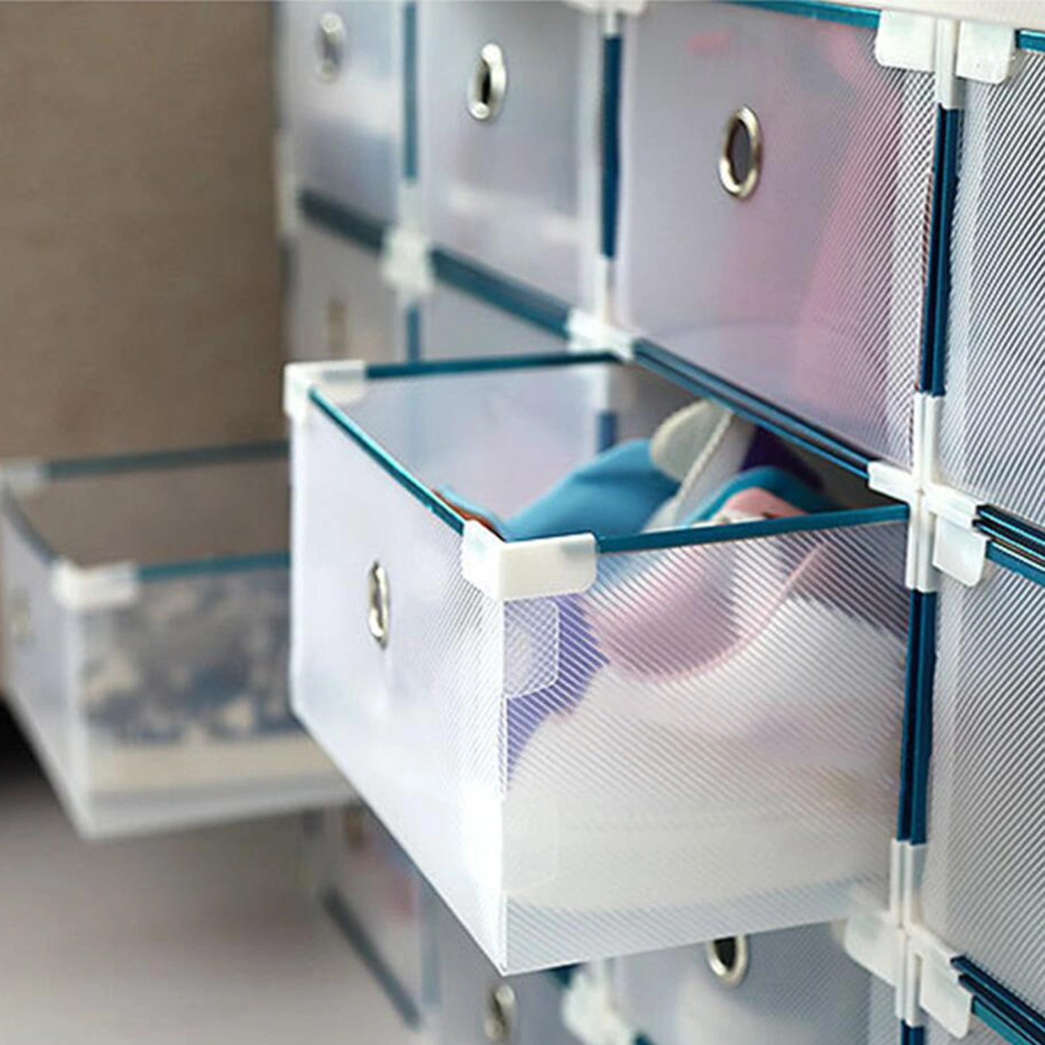 Shoes Organizer Stackable Dust-Proof Plastic Shoes Storage Bin for Home