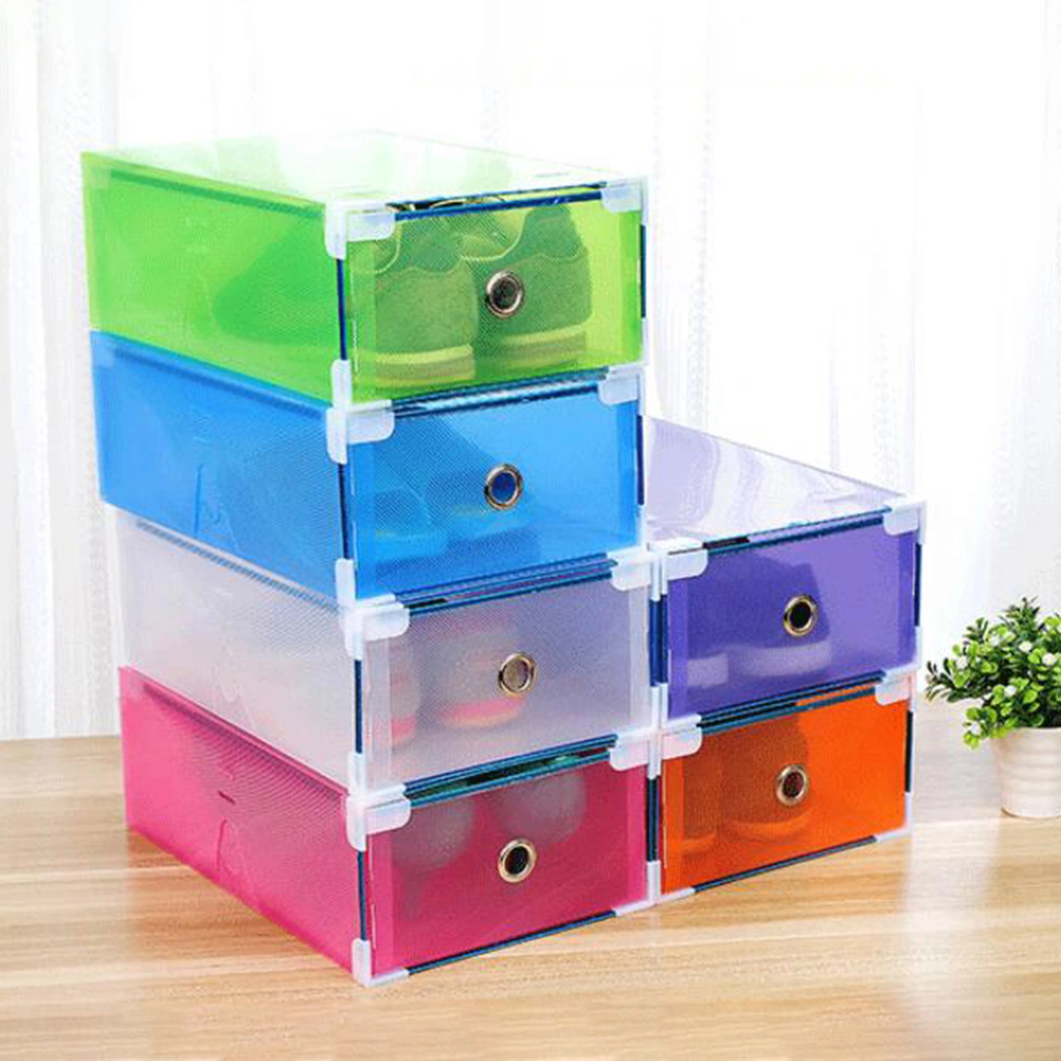 Shoes Organizer Stackable Dust-Proof Plastic Shoes Storage Bin for Home