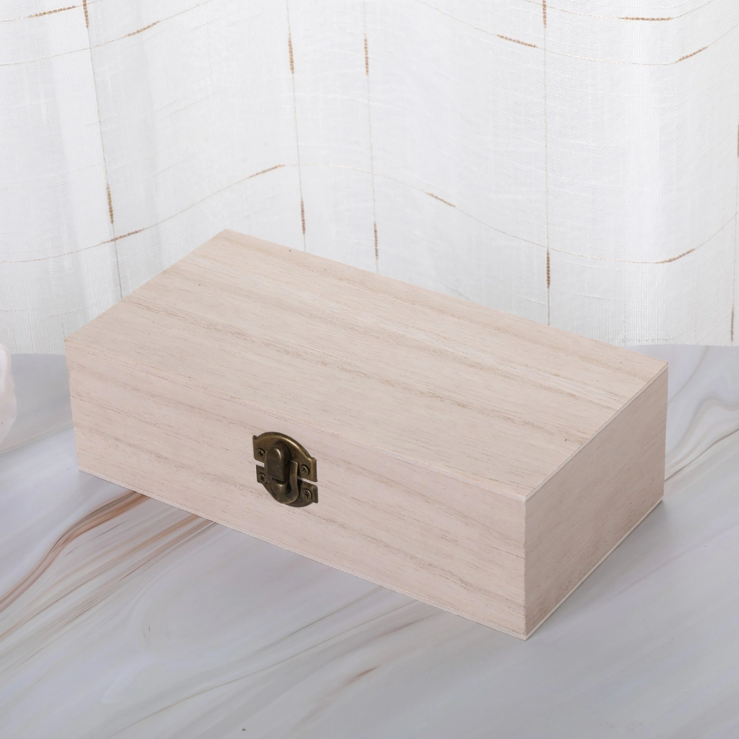 Jewelry Box Decorative Retro Wood Solid Color Trinket Case for Table