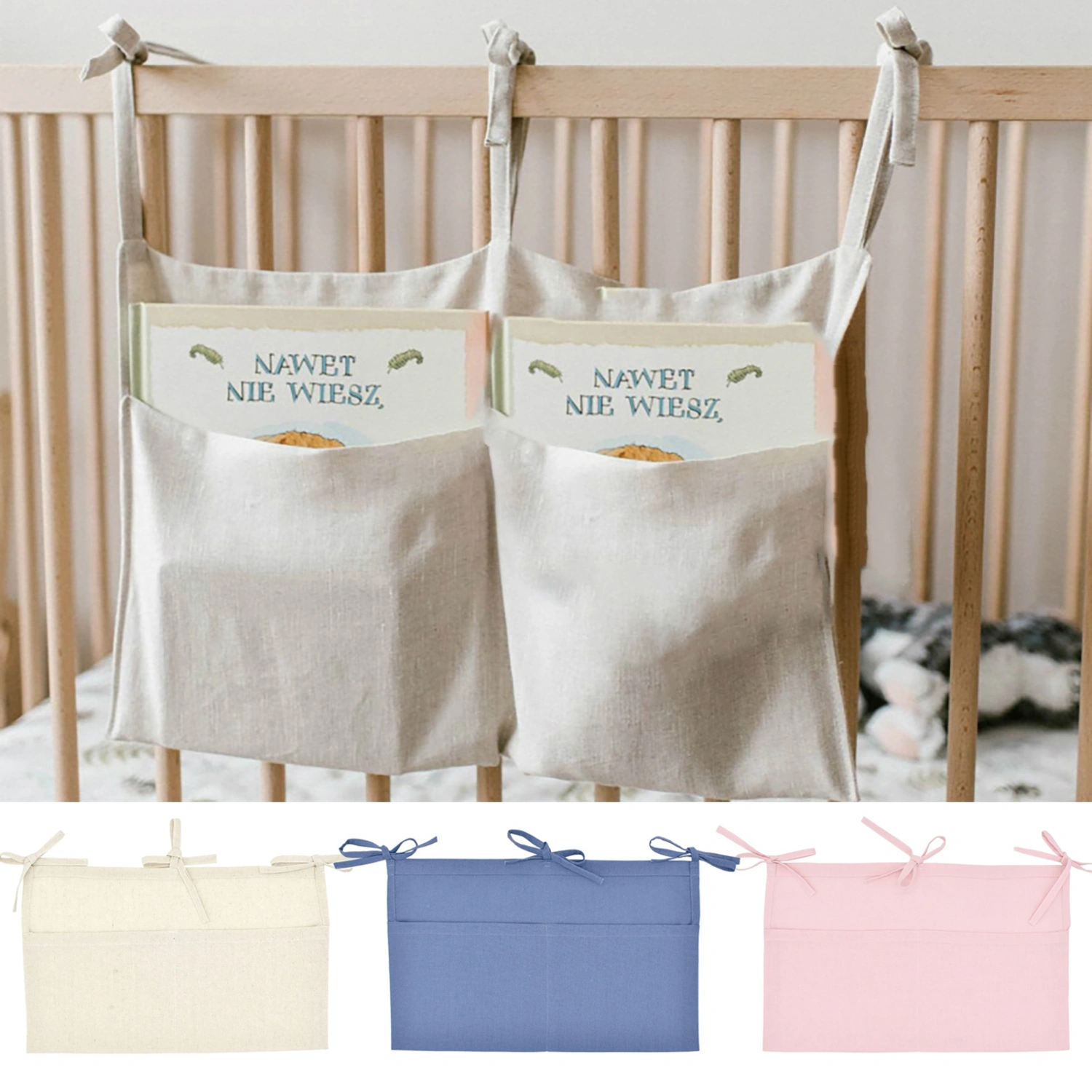 Bedside Storage Wear Resistant Multifunctional Thick Baby Crib Storage Hanging Bag for Bedroom