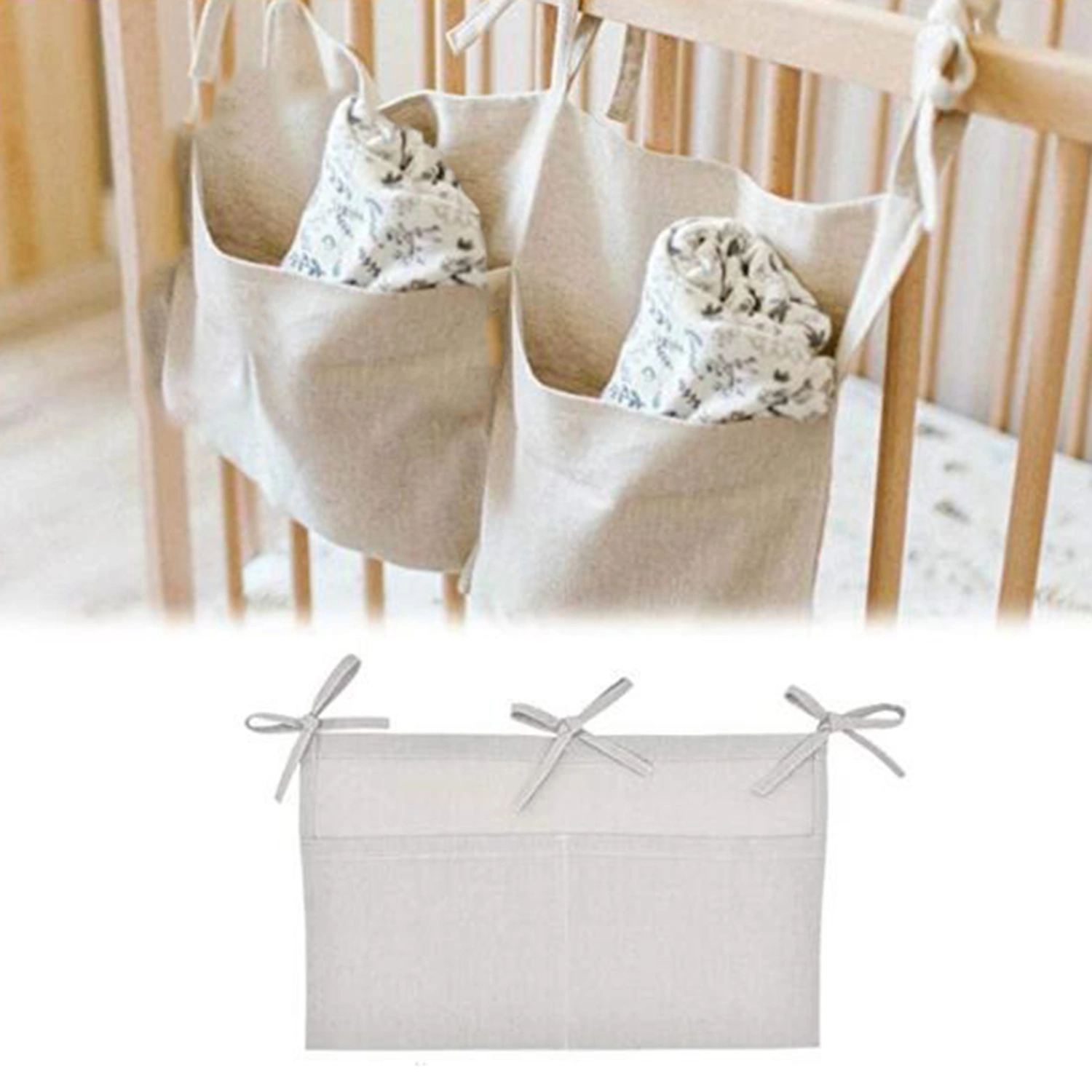 Bedside Storage Wear Resistant Multifunctional Thick Baby Crib Storage Hanging Bag for Bedroom